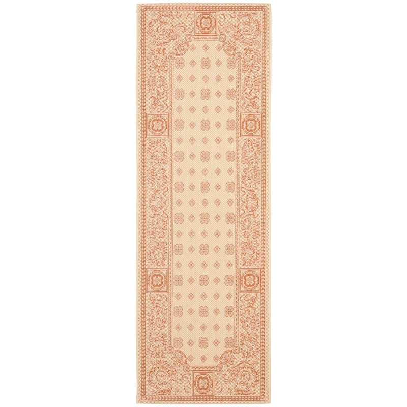 SAFAVIEH Courtyard Beverley Indoor/ Outdoor Waterproof Patio Backyard Rug - 2'3" x 6'7" Runner - Natural/Terra