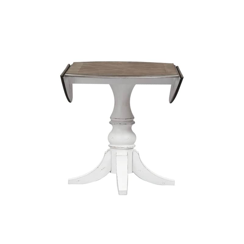 Magnolia Manor Antique White Weathered Bark Drop Leaf Table