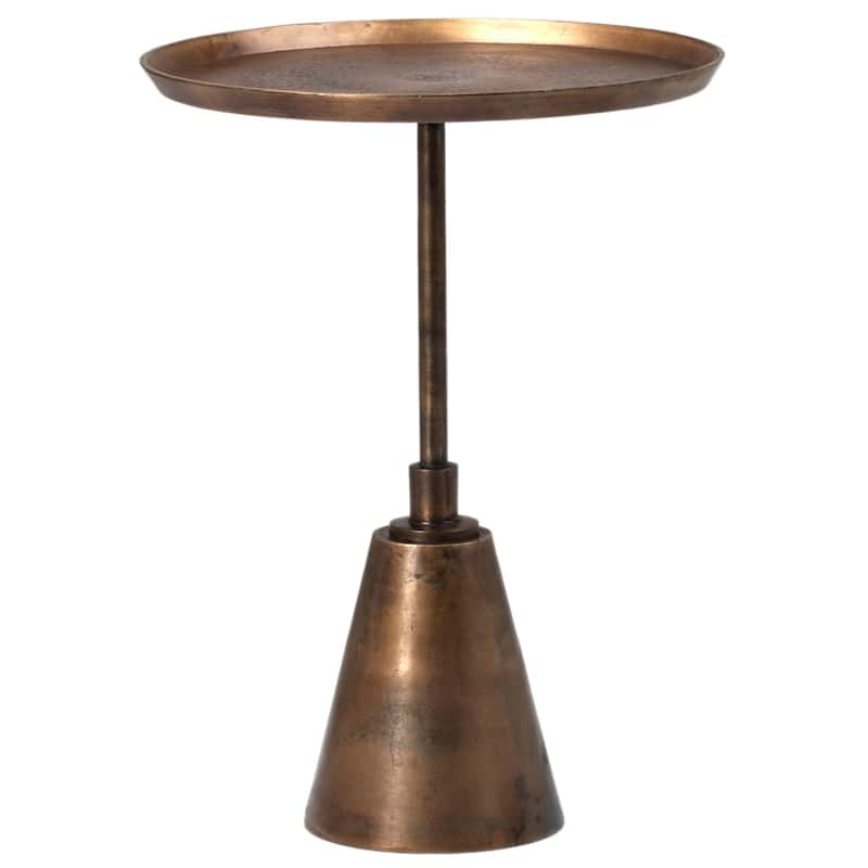Blake Round Aluminum Oil Brass Finished Pedestal Base End Table - 16