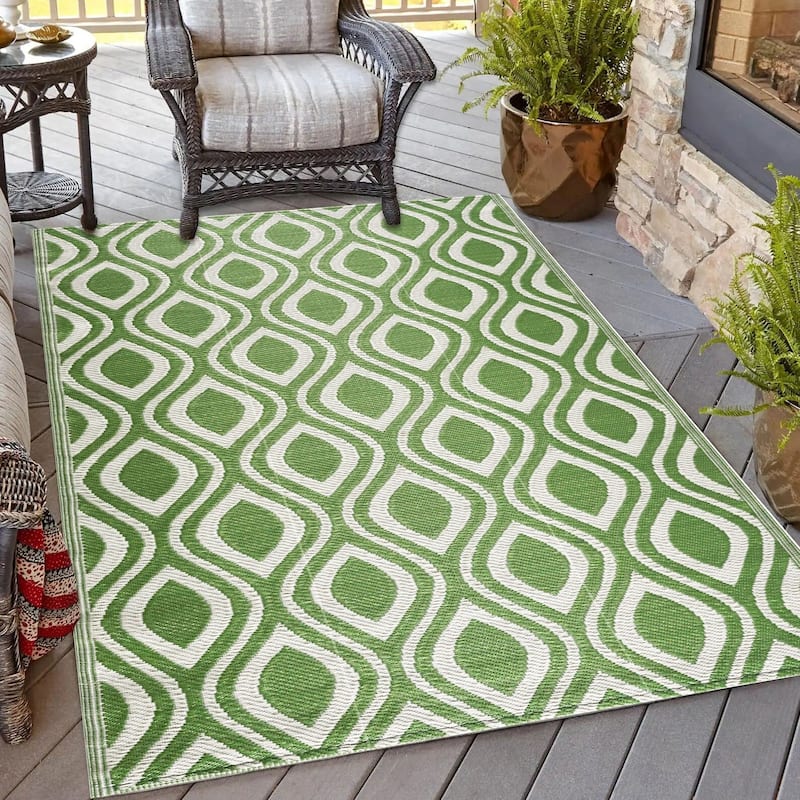 Playa Rug Outdoor Recycled Reversible Plastic Folded Mat/Rug Venice Collection Lightweight & Weather, Water and UV Resistant