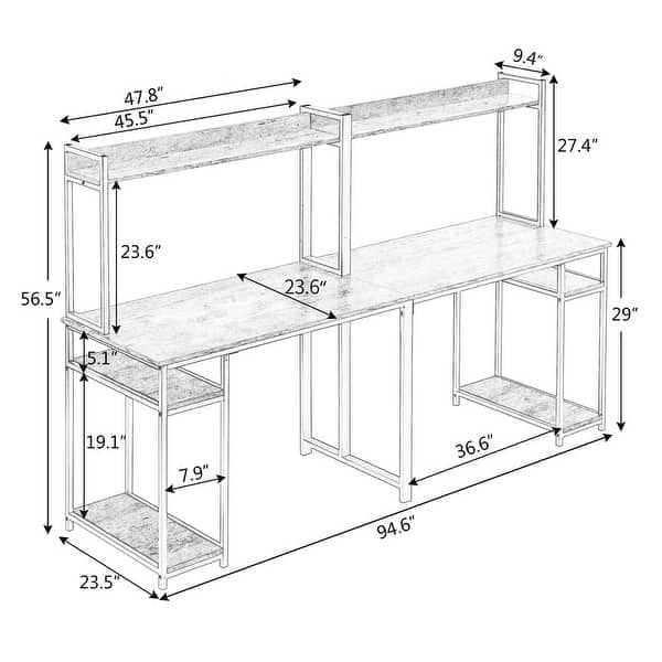 Modern Style Home Office Double Workstation Desk Computer Metal Desk