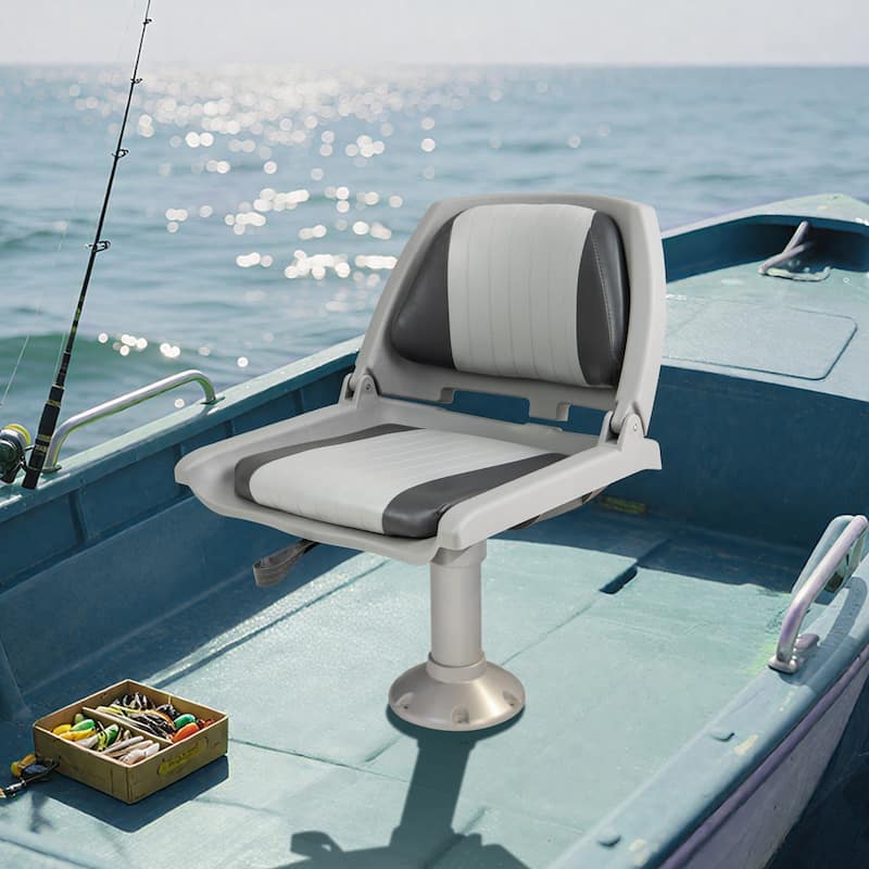 Gymax Folding Fishing Boat Seat w/High-density Sponge Cushion PVC