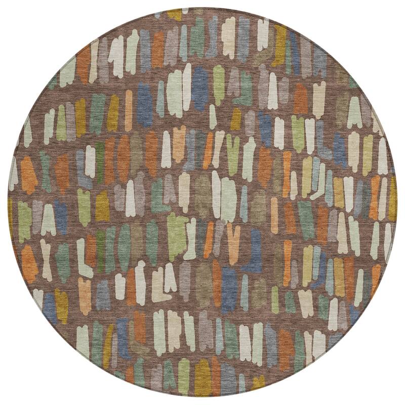 Machine Washable Indoor/ Outdoor Modern Mosaic Chantille Rug