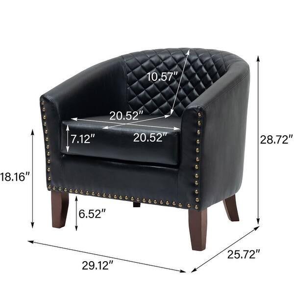 Faux Leather Barrel Accent Chair