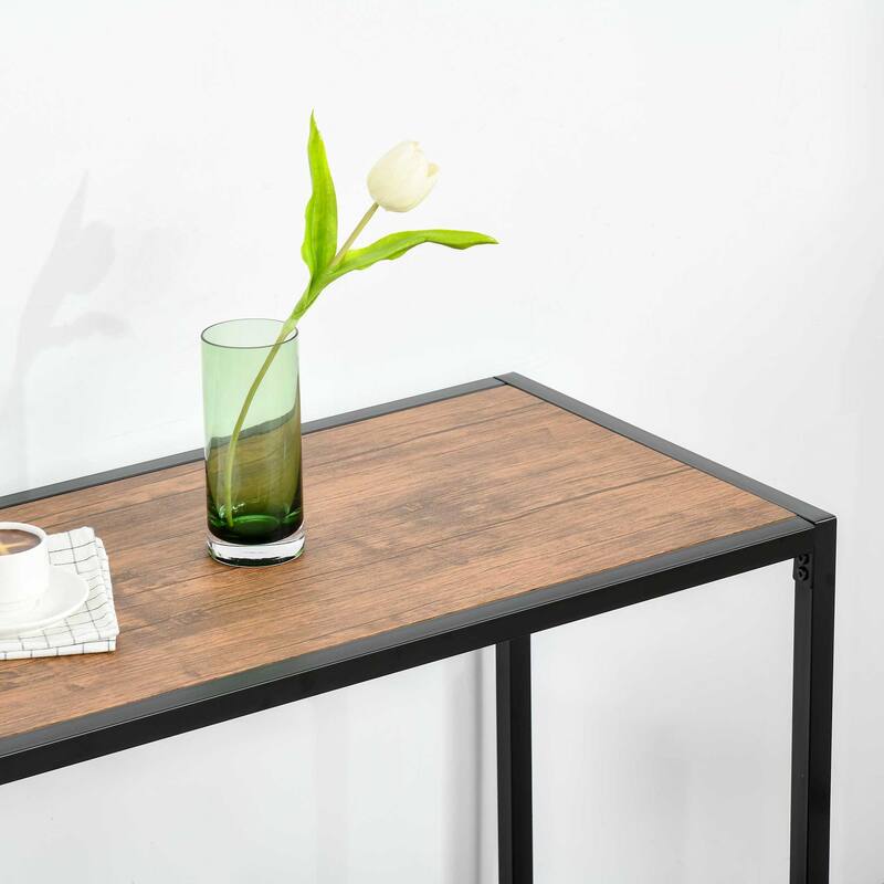 HOMCOM Industrial 3-Piece Dining Table and 2 Chair Set for Small Space in the Dining Room or Kitchen - 35.5" L x 18.5" W x 30" H