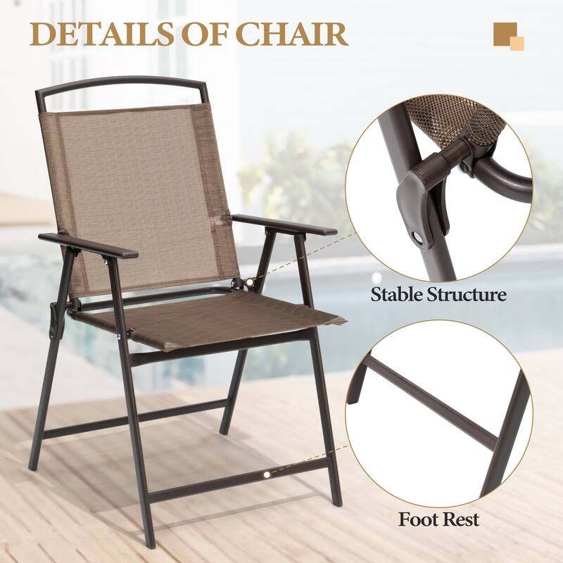 9-Piece Outdoor Dining Set Rectangle Patio Dining Table with Umbrella Hole and Folding Chairs