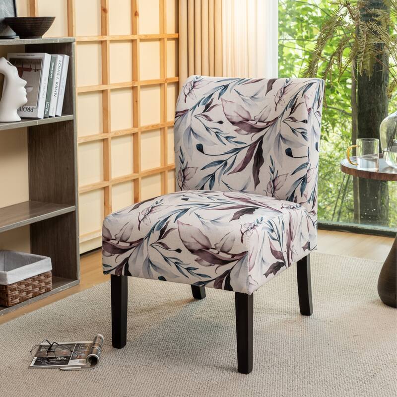 PUrple Floral 29.13" Upholstered Accent Chair