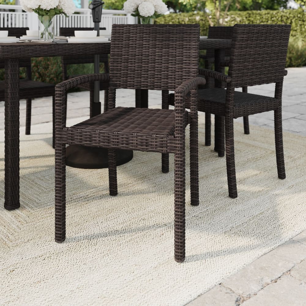 Martha Stewart 2PK Outdoor Rattan Wicker Stackable Dining Armchairs - 21"W x 22.5"D x 33.5"H