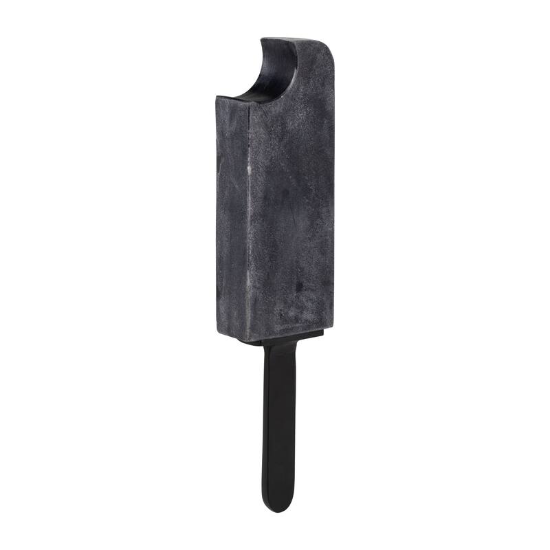 Sagebrook Home Aluminum and Marble Bitten Popsicle Sculpture - 13" x 3" x 2" - Marble Black