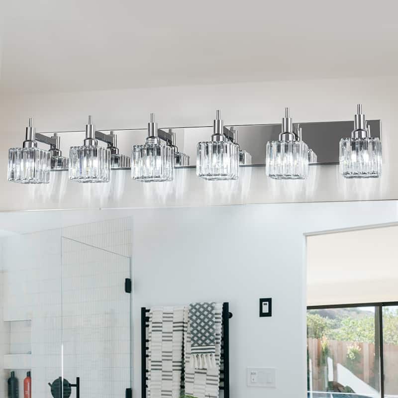 2/3/4-Light Modern Bathroom Crystal Vanity Light Wall Sconces - 43.3 - Chrome