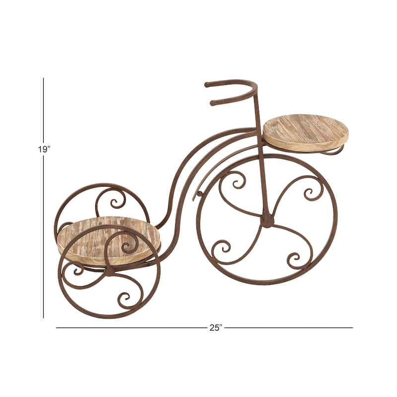 Metal Bike Indoor Outdoor 2 Tier Indoor Outdoor Plantstand - Brown - Roche River Decor