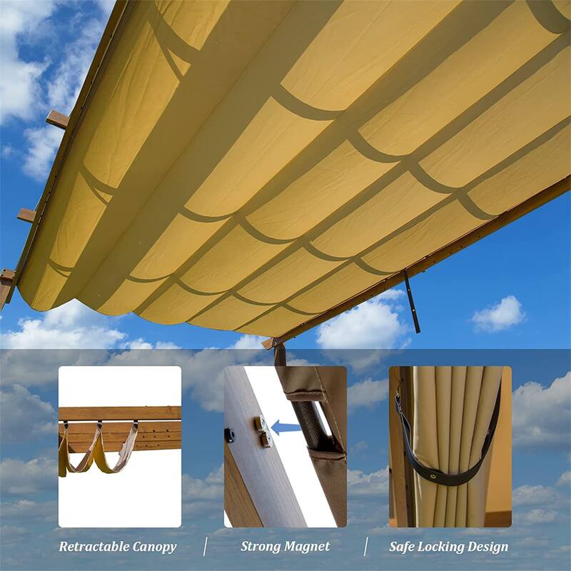 Outdoor Retractable Pergola with Weather-Resistant Canopy, Aluminum Gazebo for Patio, Backyard, Garden