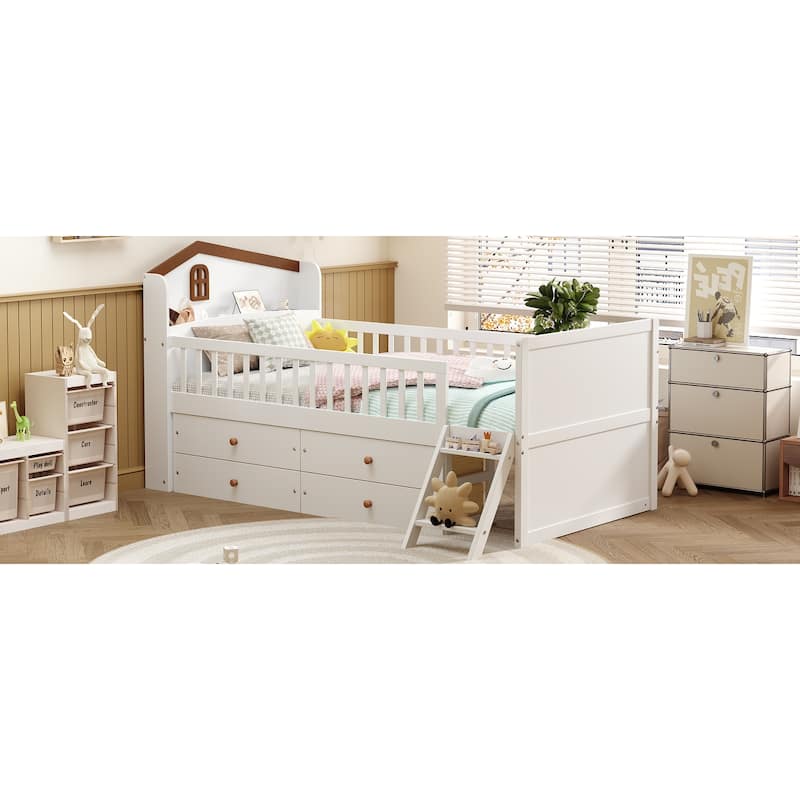 Twin Bed Frame with Storage 4 Drawers