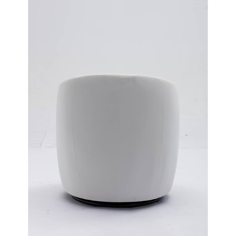 Modern Barrel Swivel Accent Chair with Metal Base, Round Velvet Upholstered Reading Chair w/ Curved Back for Living Room Bedroom