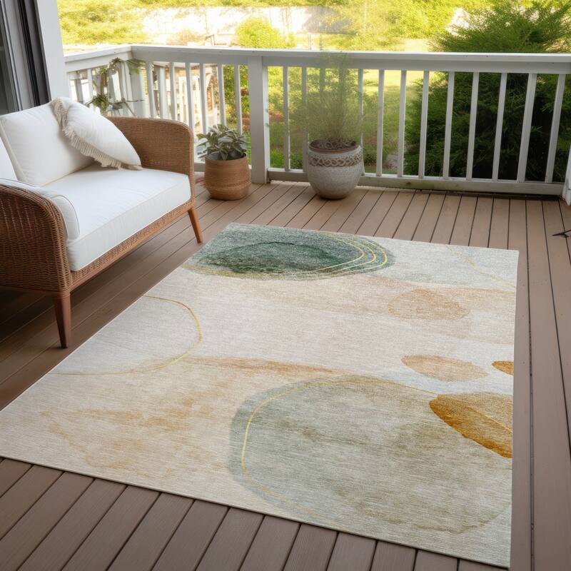 Belu Artistic Abstract Weather Resistant Timeless Fusion Outdoor Rug