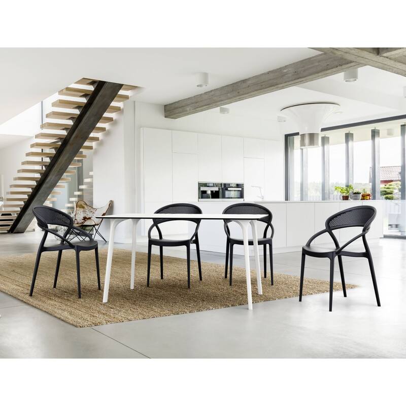 32.25" Black Mesh Outdoor Patio Round Dining Chair