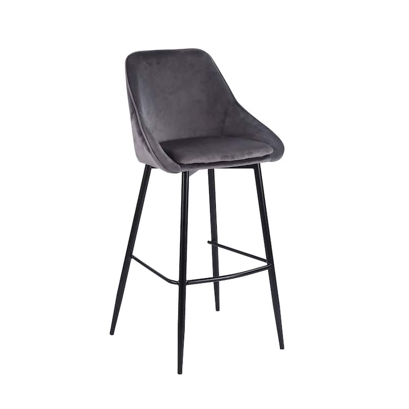 Porthos Home Ugo Bar Stools Set of 2, Velvet Upholstery, Iron Legs