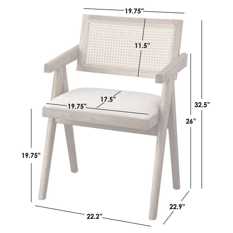 Simple Living Morena Solid Wood Dining Armchair with Cane (Set of 2)