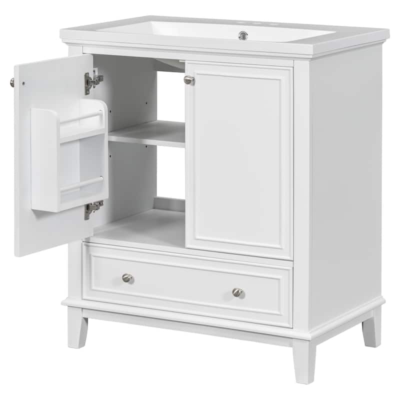 Roomfitters 30" Bathroom Vanity with Sink Combo, Multi-Functional Cabinet with Doors and Drawer, Solid Frame, MDF