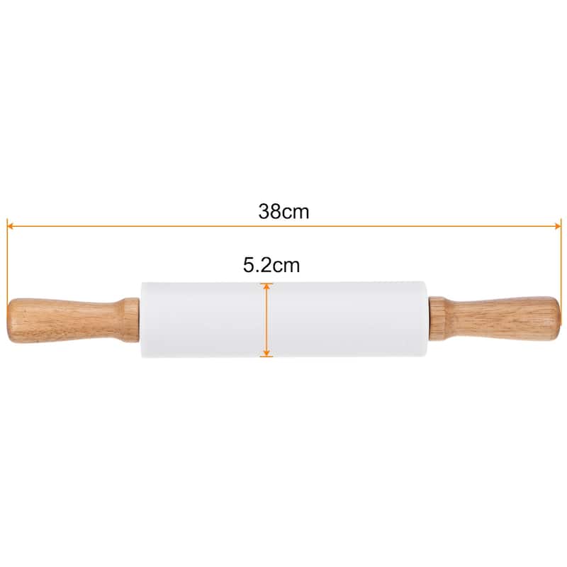 2pcs Silicone Rolling Pins for Baking Cooking - White - 38cm x 5.2cm