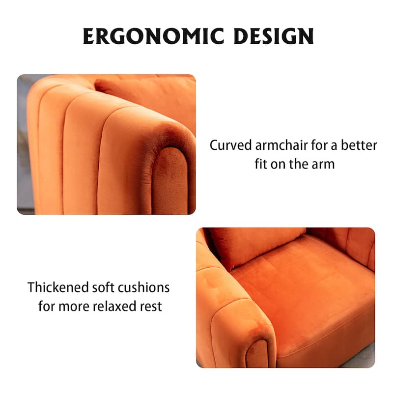 Ebello Oversize Velvet Swivel 360° Rotation Barrel Comfy Round Armchair With Plump Pillow Suitable For Living Room Bedroom