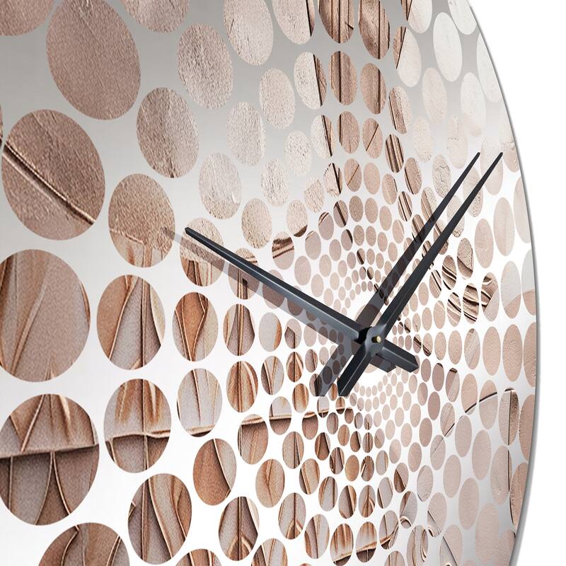 Designart "Rosegold Half Circles Boho I" Gold Abstract Clocks Modern Oversized Wall Clocks For Bedroom
