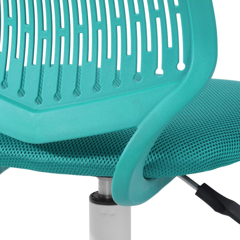 Turquoise and White Adjustable Height Swivel Rolling Office Chair - 17.3 in. x 34.3 in. x 15 in.