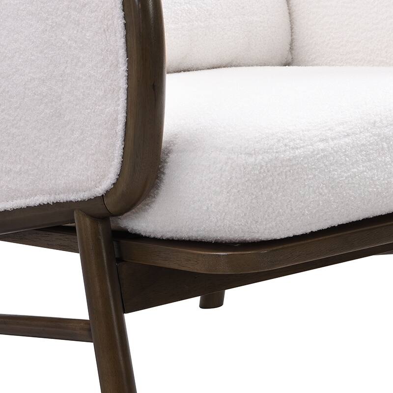 Upholstered Living Room Accent Chairs, Sherpa Fabric Arm Chair Reading Side Chair, Single Sofa with Wood Legs for Reading Room