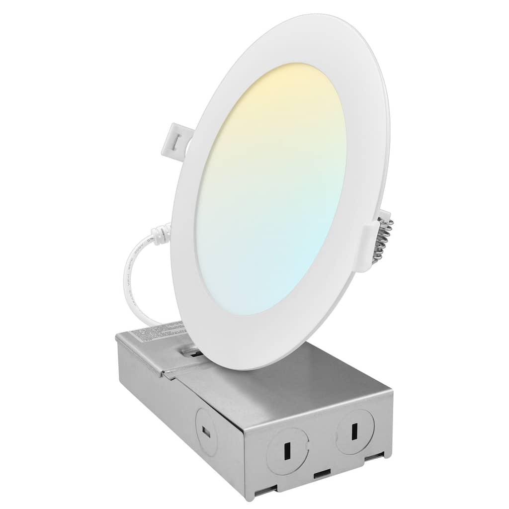 LUXRITE 6 Inch Canless Spotlight LED Recessed Light 5CCT Dimmable 800/1050/1250 Lumens CRI 90 10W/13W/15W ETL Listed