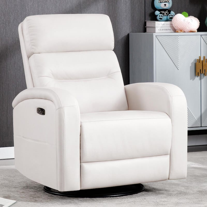 Aemeios Power Swivel Rocker Recliner with USB and Type C Port - Beige - PU
