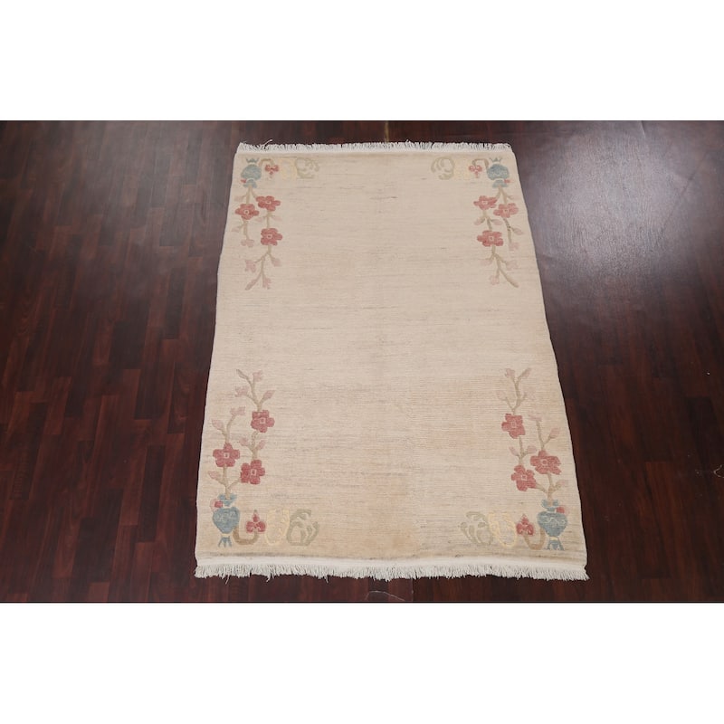 Vegetable Dye Nature Print Nepalese Wool Area Rug Hand-knotted Carpet - 5'6" x 7'7"