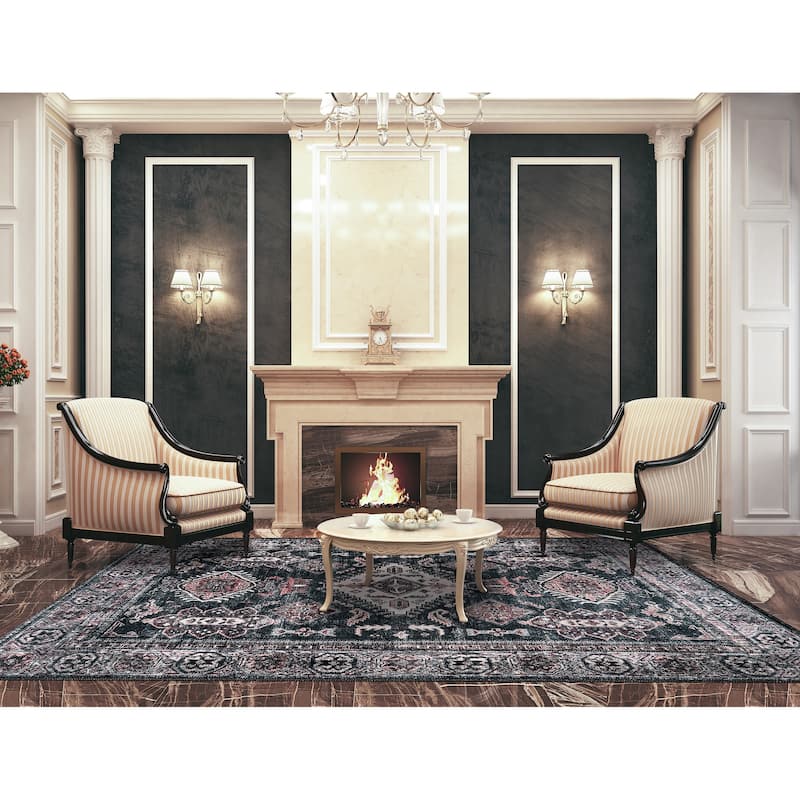 Vintage Oriental Machine Washable Non Slip Area Rugs for Living Room Bedroom Kitchen