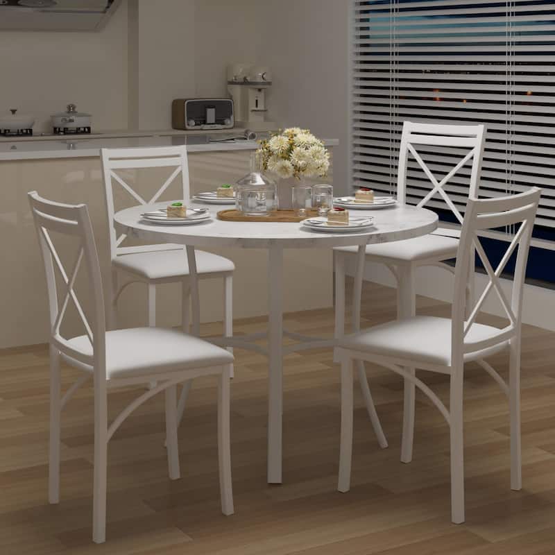 VECELO Round Dining Table and Chairs Sets, 4 Colors Dining Table Set