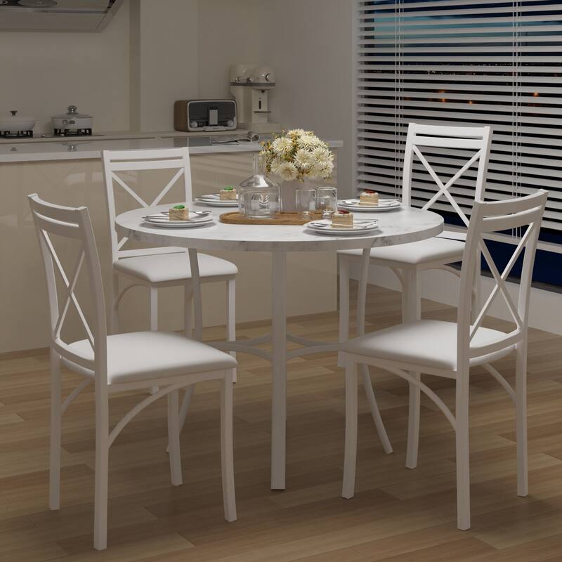 VECELO 36 Inch Round Dining Table for 4 with 400lbs Capacity Sturdy Curved Legs for Kitchen & Dining Room