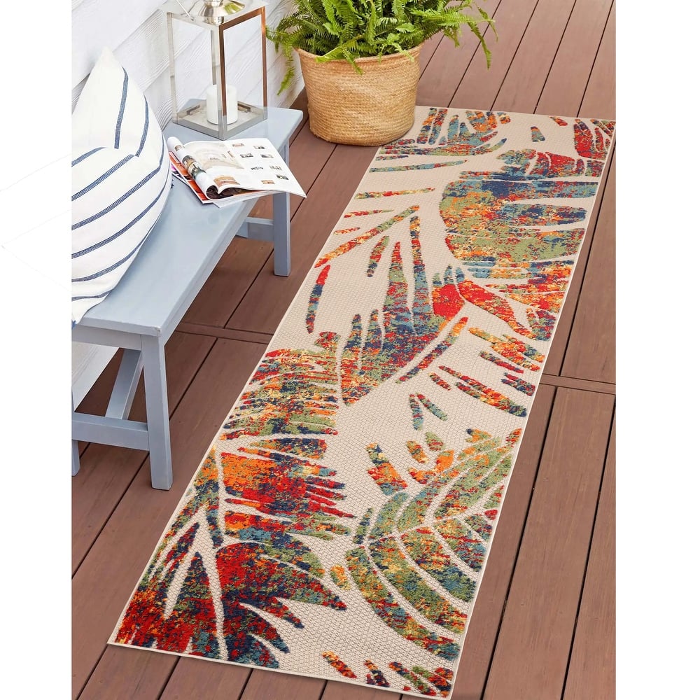 Superior Siesta Tropical Leaves Indoor/Outdoor Area Rug