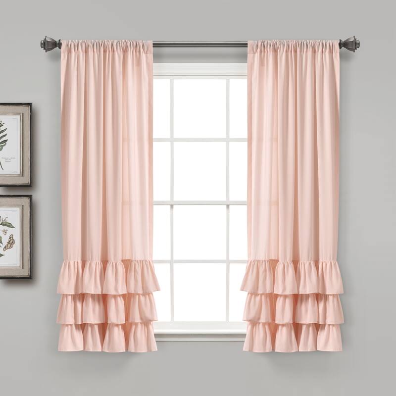 Lush Decor Allison Ruffle Window Curtain Panel Pair - 45" x 40" - Blush