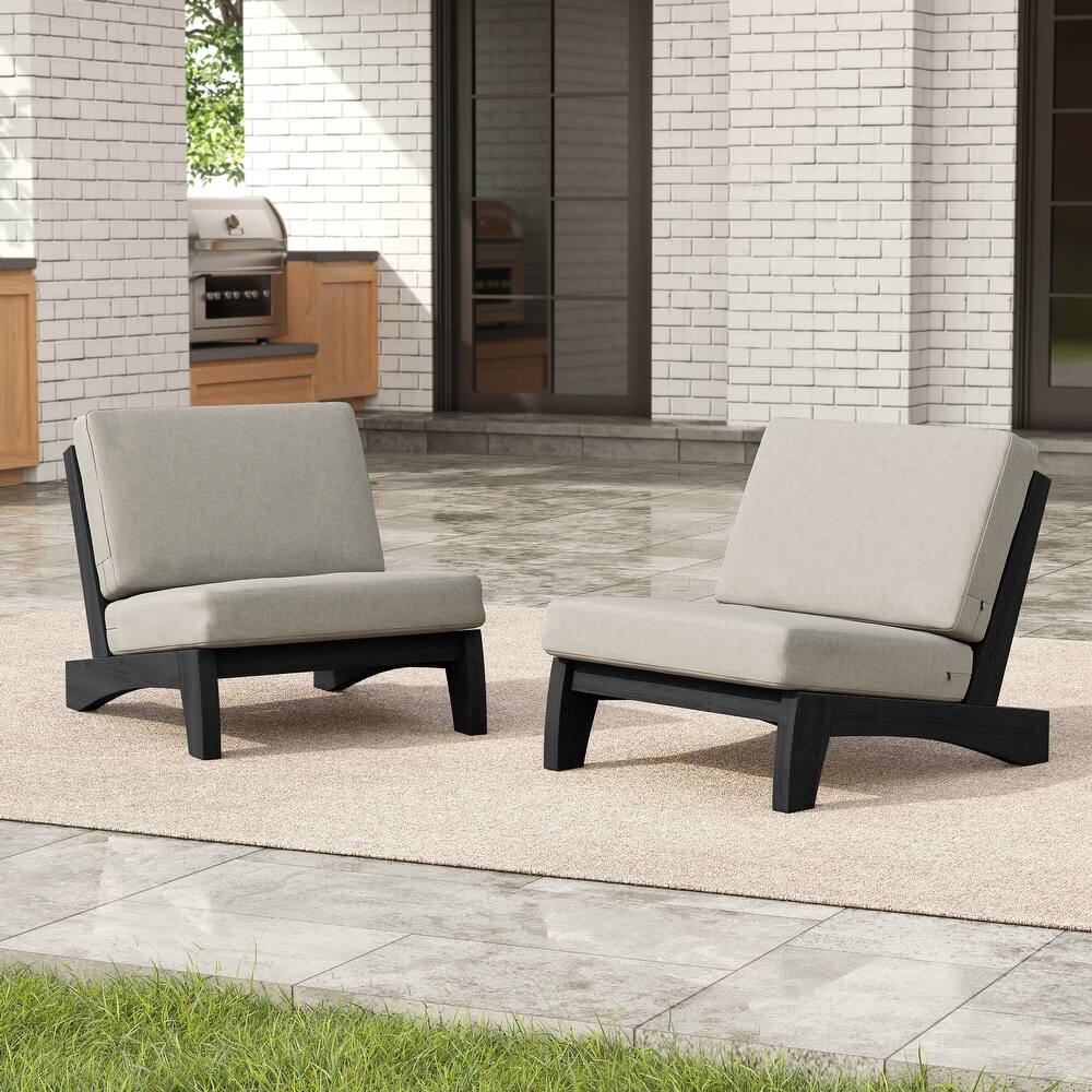 Outdoor Patio Furniture Acacia Wood Club Chair Set with All-Weather Cushions