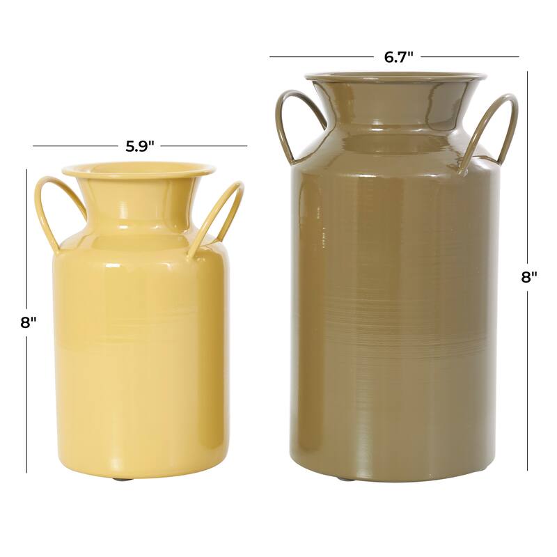 Multi Colored Metal Jug Vase with Handles (Set of 2) On Sale Bed