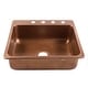 preview thumbnail 3 of 8, Angelico Copper 25" Single Bowl Drop-In Kitchen Sink with 4 Holes
