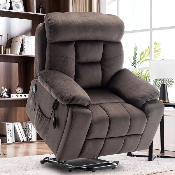 Large Electric Massage Lift Recliner with Heat, Hidden Cup Holder Bed