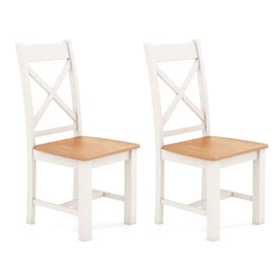Gymax Modern Wooden Dining Chairs Set of 2 w/ High Back Rubber Wood