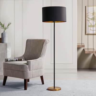 Hunts Gold/ Black Metal Floor Lamp by Martha Stewart
