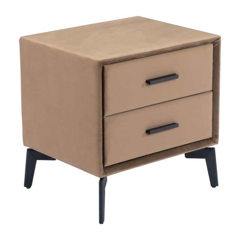 20-Inch Velvet Wood and Steel End Table with Two Drawers - 16" x 20" x 19.7"