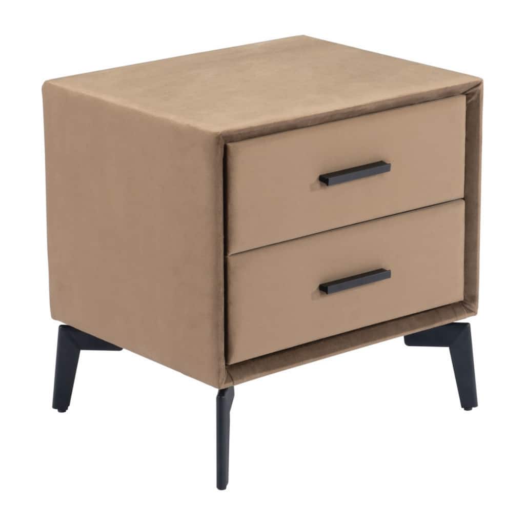 20-Inch Velvet Wood and Steel End Table with Two Drawers - 16" x 20" x 19.7"