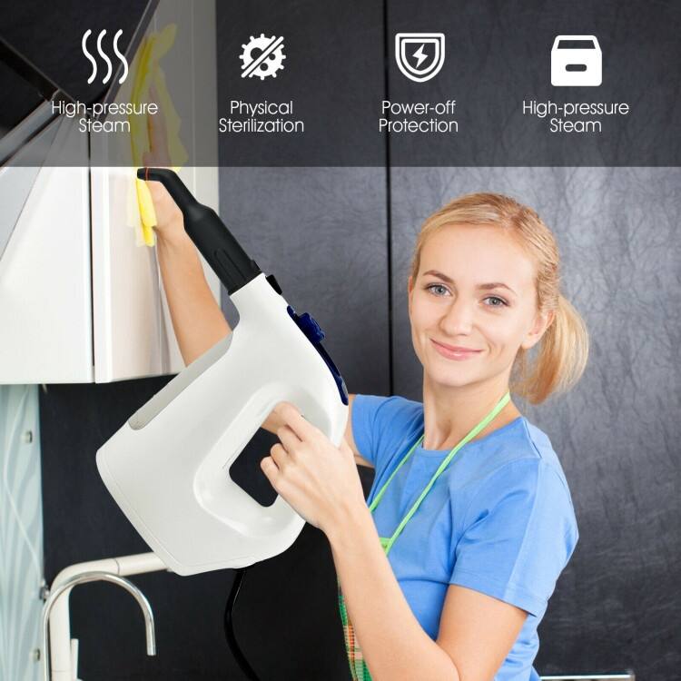 Powerful 1400W Handheld Steam Cleaner with 17 Accessories for Versatile Household Cleaning - 13" x 5" x 9.5" (L x W x H)