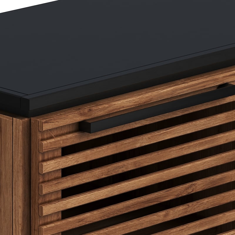 Bridgevine Home Graceland 69 inch Fireplace TV Stand Console for TVs up to 80 inches, Bourbon and Black Finish