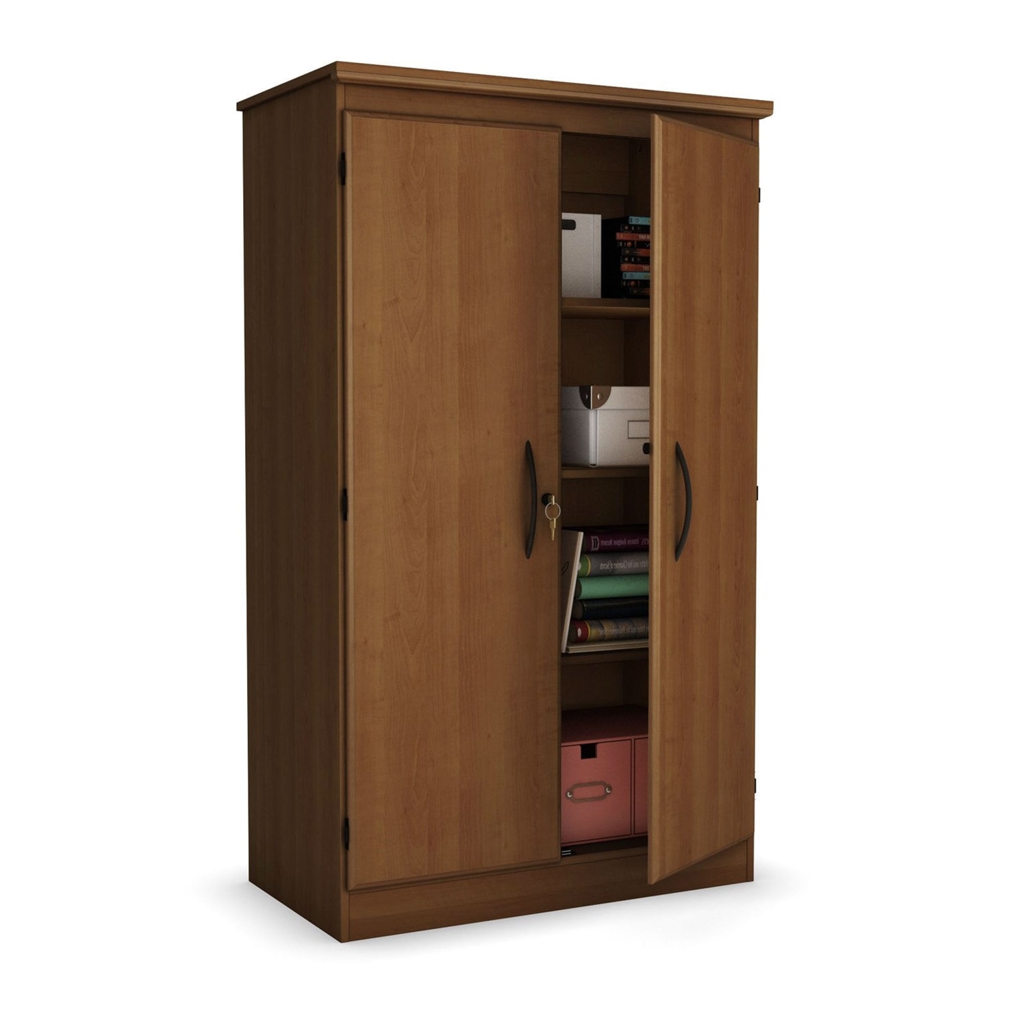 Cherry 2 Door Storage Cabinet Wardrobe Armoire For Bedroom Living Room Or Home Office