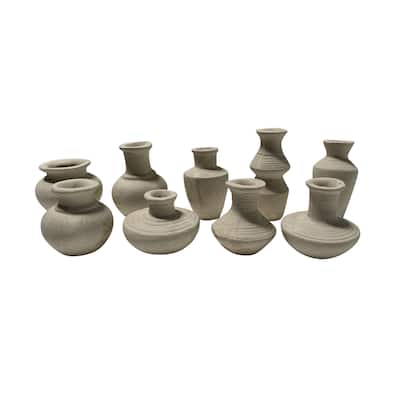 Paper Mache Mini Vase Set of 9 - Dia 12.6" - White