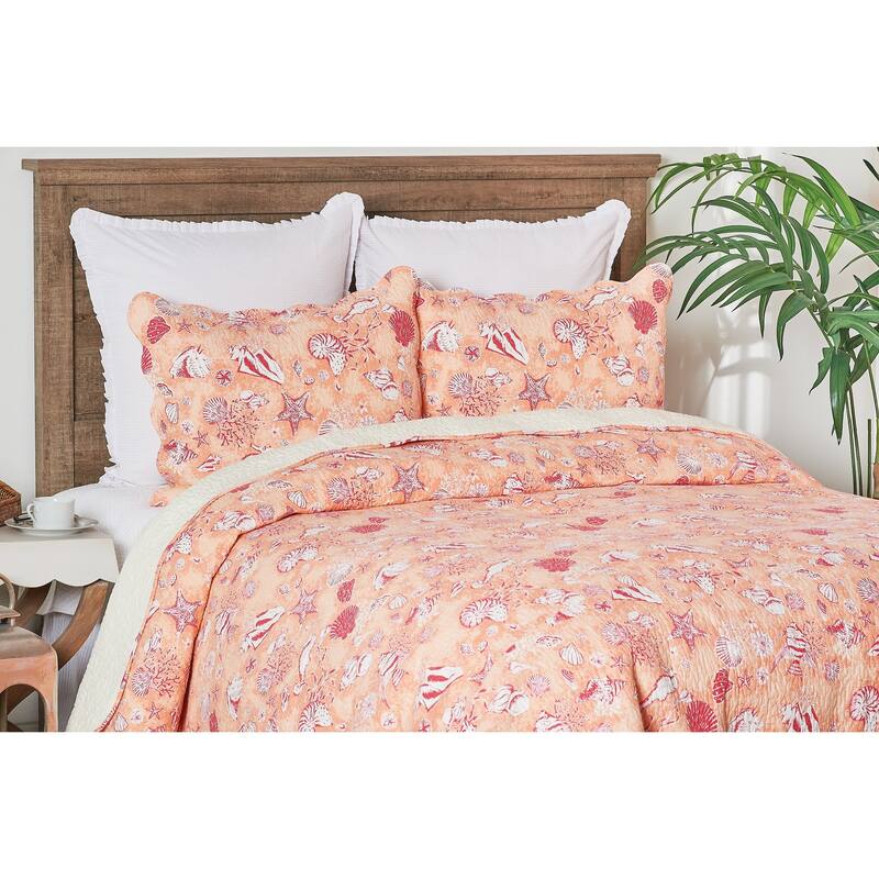Lagoon Peach Quilt Set
