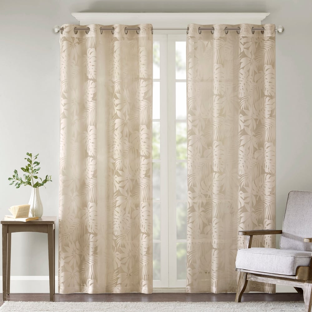Madison Park Kauna Palm Leaf Burnout Window Curtain Sheer